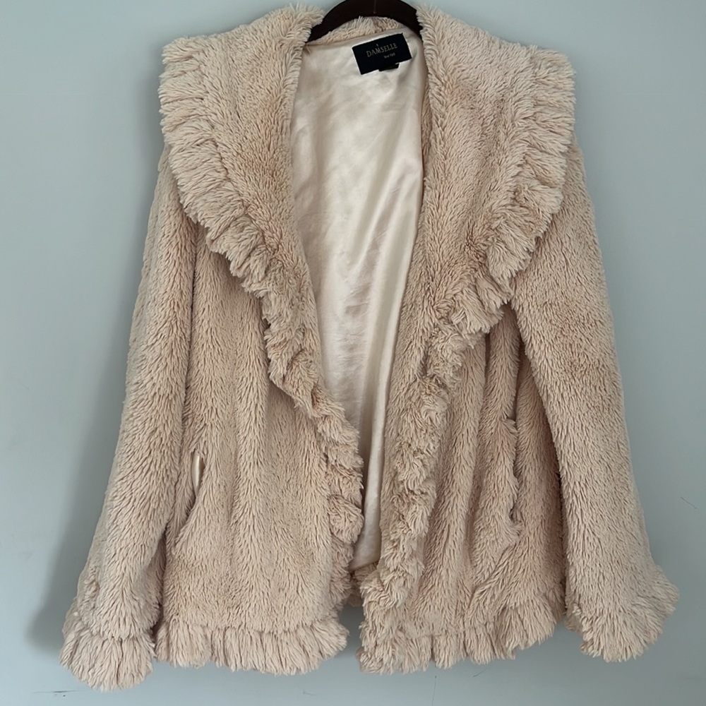 Damselle Faux Fur Cream Coat
